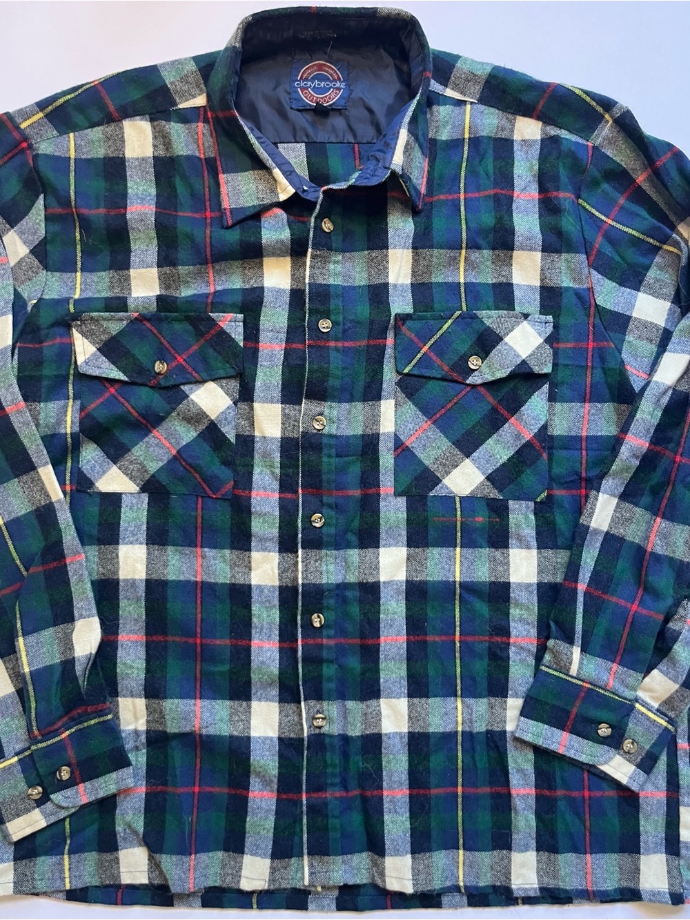 Vintage 90’s Claybrooke Men’s Green Plaid Flannel Shirt
